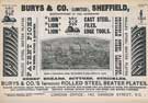 Burys and Co. Ltd., steel manufacturers, Regent and Philadelphia Works, Penistone Road Burys and Co. Ltd., steel manufacturers, Regent and Philadelphia Works, Penistone Road
