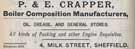 P. and E. Crapper, boiler composition manufacturers, No. 4 Milk Street