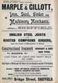 Marple and Gillott, iron, steel, girder and machinery merchants, etc., The Old Bridge Street Foundry, Sheffield and Eagle Works, Stevenson Road, Attercliffe 