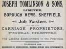 View: y03345 Joseph Tomlinson Ltd., cab and carriage proprietor and funeral directors, Borough Mews, Bedford Street 