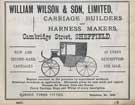 William Wilson and Son Ltd., carriage builders and harness makers, Cambridge Street William Wilson and Son Ltd., carriage builders and harness makers, Cambridge Street