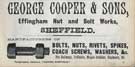 George Cooper and Sons, nut, bolt and rivet manufacturer, Effingham Nut and Bolt Works, Foley Street and Effingham Road George Cooper and Sons, nut, bolt and rivet manufacturer, Effingham Nut and Bolt Works, Foley Street and Effingham Road