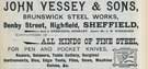 John Vessey and Sons, steel manufacturer etc., Brunswick Steel Works, Denby Street, Highfield
