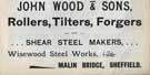 John Wood and Sons, rollers tilters and forgers, Wisewood Steel Works, Malin Bridge