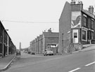 Nos. 4; 6; 8 etc. (right), Underwood Road from No. 13, Scarsdale Road looking towards the Brick Works chimney