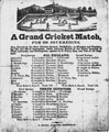 Broadsheet with results of the Cricket Match, Three Counties v's All England played at the new Cricket Ground at Darnall