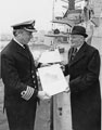 View: s28117 Lord Mayor Albert Richardson and Captain Michael Prest of the new Type 42 Class Destroyer HMS Sheffield docked at Hull