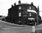 Nos. 4 and 2 (left to right), Sutherland Road (right) and Nos. 3, T. and B. Bradley, newsagent ;  No. 5 Carlisle Hotel, Carlisle Street East (left)