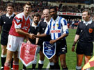 Captains Viv Anderson, Sheffield Wednesday and Tony Adams, Arsenal exchange pennants, F.A. Cup Final, Wembley Stadium