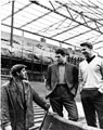 Players, David Ford, left and Vic Mobley checking progress on the new Stand, Sheffield Wednesday F.C., Hillsborough Football Ground