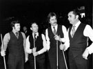 Left to right, Doug Mountjoy; Pat Houlihan; Cliff Thorburn and Ray Readon, Embassy World Snooker Championship, Crucible Theatre, Tudor Square