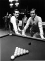 Perrie Mans (left) and John Spencer, Embassy World Snooker Championship, Crucible Theatre, Tudor Square