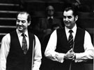 Eddie Charlton (left) and Ray Reardon, Embassy World Snooker Championship, Crucible Theatre, Tudor Square