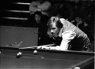 Alex Higgins in action at the Embassy World Snooker Championship, Crucible Theatre, Tudor Square