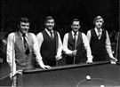 Left to right, Doug Mountjoy; Eddie Chartlton; Perrie Mans and Terry Griffiths, Embassy World Snooker Championship, Crucible Theatre, Tudor Square