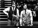 Finalist Cliff Thorburn (left) and Alex Higgins, Embassy World Snooker Championship, Crucible Theatre, Tudor Square