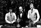 Finalist Doug Mountjoy (left) and Steve Davis, Embassy World Snooker Championship, Crucible Theatre, Tudor Square Finalist Doug Mountjoy (left) and Steve Davis, Embassy World Snooker Championship, Crucible Theatre, Tudor Square