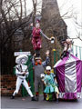 Swamp Circus performers outside their new headquarters, St. Thomas' Church, Holywell Road