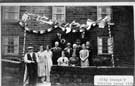 Oughtibridge. Group outside a house decorated for the jubilee of King George V, May 1935