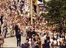 View: t05519 Visit of Queen Elizabeth II and Prince Philip to Sheffield, 29th July 1975. Crowds line Fargate.