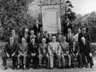 Men from Worrall Congregational Chapel with Sunday School banner Men from Worrall Congregational Chapel with Sunday School banner