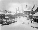 Stocksbridge. View of Manchester Road and St Matthias church from Nanny Hill, February 1947 after 20 inches of snow.
