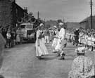 Folk dancing by the church, Grenoside during the Folk Dance Festival, June 1954