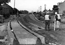 Supertram under construction at White Lane, Sheffield looking towards Gleadless Townend, March - June 1993