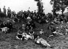 The 'Holidays at Home' scheme, World War 2. Crowds watching entertainment in a local park.