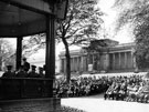 The 'Holidays at Home' scheme, World War 2. Listening to a band in Weston Park, 1943