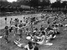 The 'Holidays at Home' scheme, World War 2.  Longley Park swimming baths, 1943