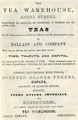 Advertisement for tea warehouse, Angel Street, Sheffield