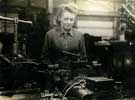 Audrey Watson behind a lathe at Hadfields, Sheffield