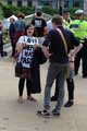 View: a00983 'Love Sheffield Hate Racism' tee shirt at a protest against an anti English Defence League (EDL) visit to Sheffield