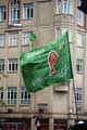 Protester's flag at a demonstration against an English Defence League (EDL) visit to Sheffield