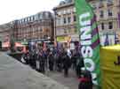 Protest outside Sheffield Town Hall during the annual Council meeting
