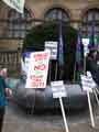 Protest outside Sheffield Town Hall during the annual Council meeting