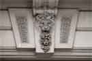 Carved lion's head on the former Sheffield Trustee Savings Bank, Norfolk Street, now occupied by the Old Monk public house.