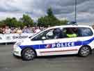 Tour de France - French National Police vehicle turning onto Wincobank Hill, Jenkin Road