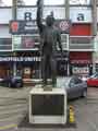 Sculpture of Derek Dooley (1929-2008) MBE in car park of Sheffield United FC on junction of Bramall Lane and Cherry Street
