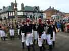 Handsworth Sword Dancers performing in Cross Street and Market Square, Woodhouse showing (back) the Royal public house, No. 10 Market Street