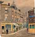  Cambridge Street, looking from Barkers Pool, c. 1900,  painted by unknown member of the Frost or Ramsbottom family.