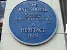 Wall plaque outside the Bath Hotel, No.66 Victoria Street and the junction with Convent Walk (right)