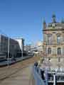 Supertram bridge on Commercial Street showing (right) Canada House (the old Gas Company offices)