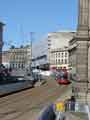 View of Commercial Street tram stop looking towards the junction with (right) Haymarket and (left) Fitzalan Square