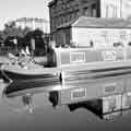 Narrowboat in front of the Sheaf Quay, formerly Sheaf Works which were at one time the premises of Thomas Turton and Sons, makers of steel and steel products