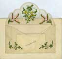 Postcard with embroidered envelope on front