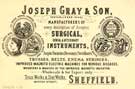 Joseph Gray and Sons, surgical instrument makers, Truss Works and Star Works, Boston Street - trade card c. 1890