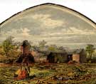 Coloured engraving of scene following the Sheffield Flood: Tricketts' Farm House, Malin Bridge