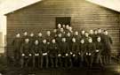 Sheffield City Battalion, postcard photograph from Richard Sparling on active service - 'This is a photo of chaps in our hut ...'